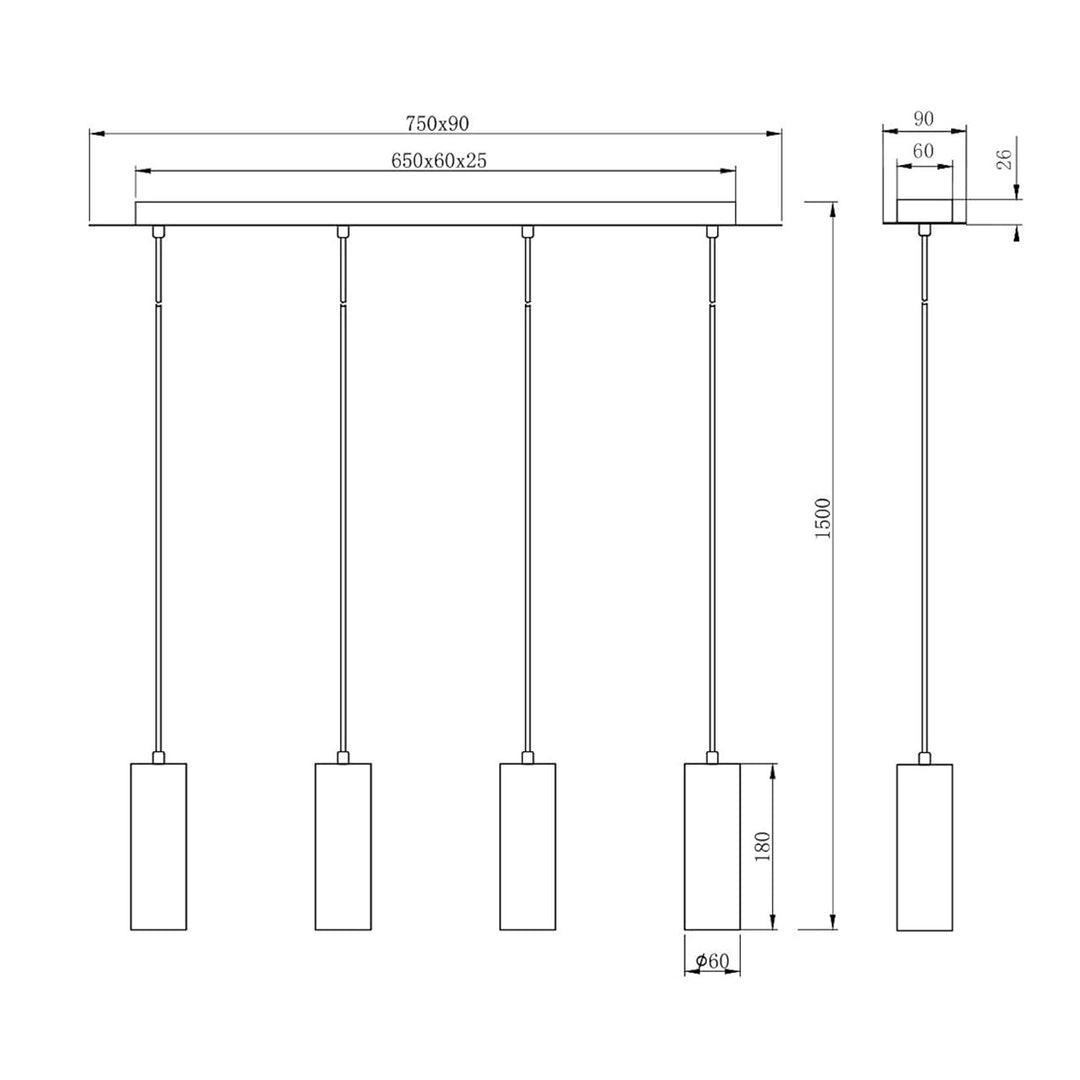 Pendelleuchte PIPE 4 Spots