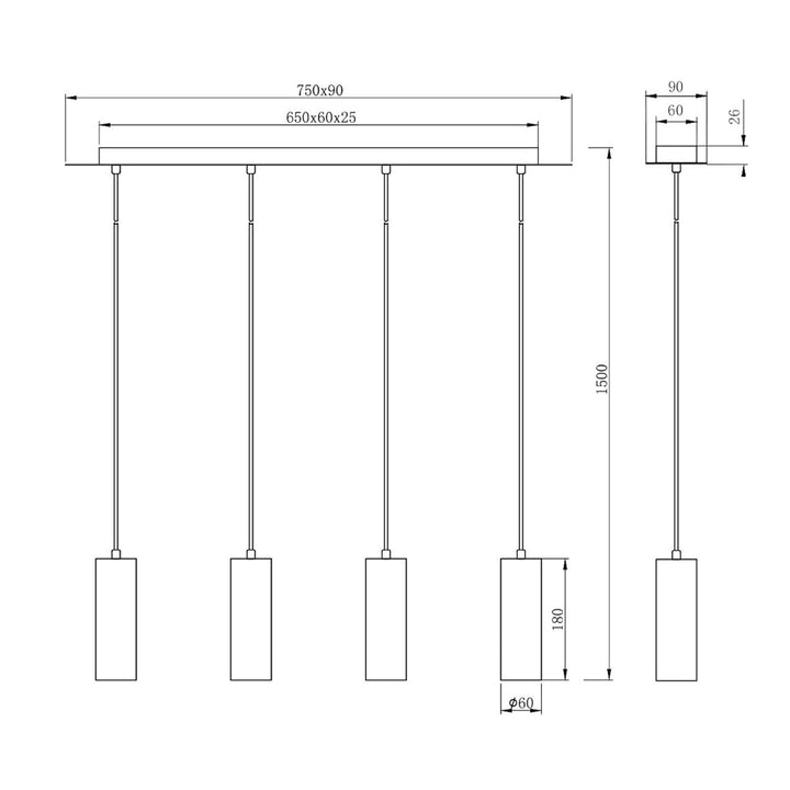 Pendelleuchte PIPE 4 Spots